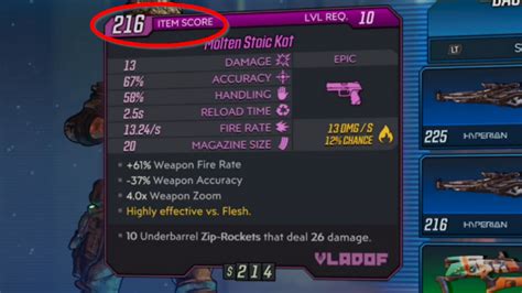 borderlands 3 highest item score.